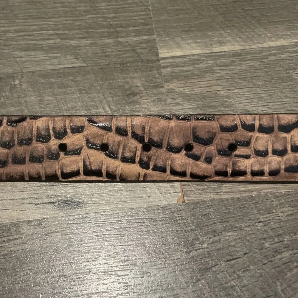 Martin Dingman Men’s Crocodile Embossed Leather Belt Size 34 Handcrafted USA
